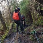 Surveying forestland and stream